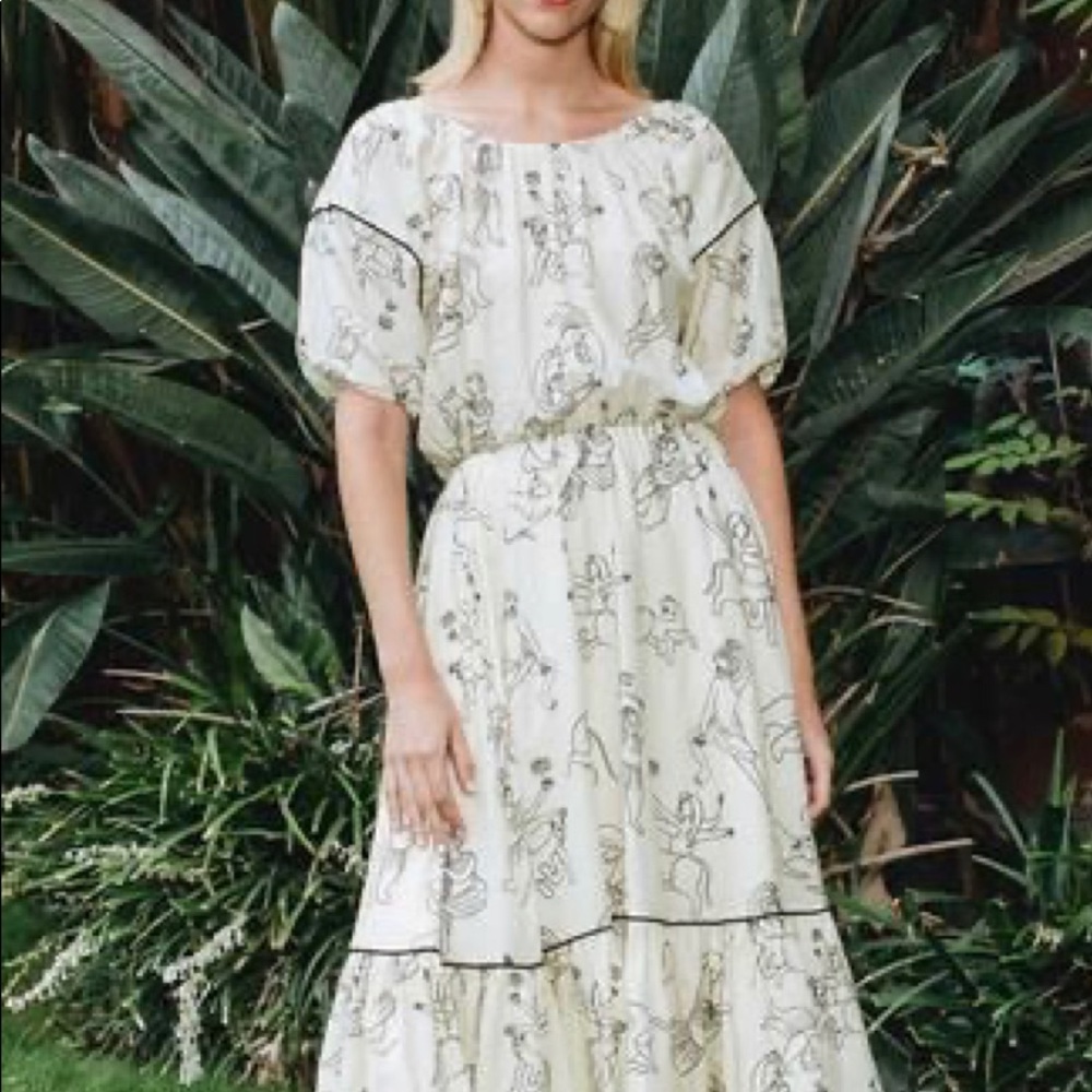 NWT RHODE White and Black Midi Dress